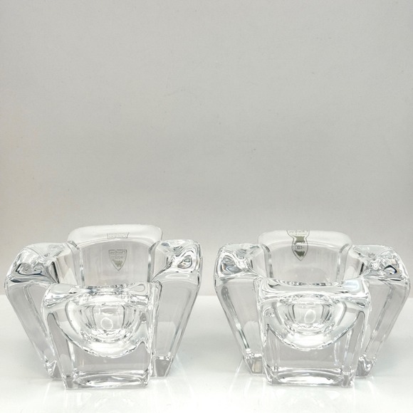 Orrefors Kostaboda Other - Vintage Orrefors Max Crystal Cross Votive Tealight Holders Pair Anna Ehrner
